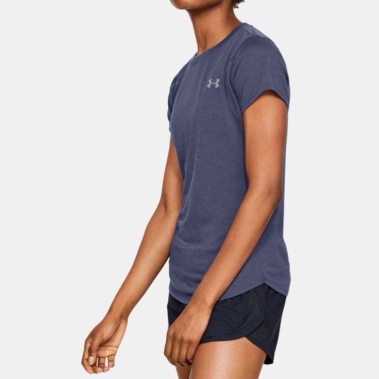 (WMNS) Under Armour UA Streaker Sports Breathable Short Sleeve Navy Blue 1341520-497