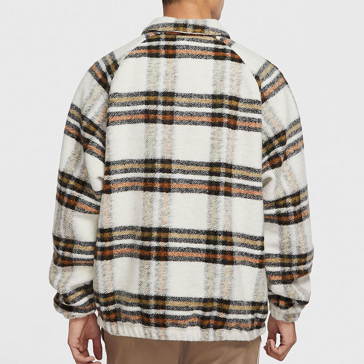 Nike Plaid Casual lapel Shirt Jacket light mahogany brown DR6862-104