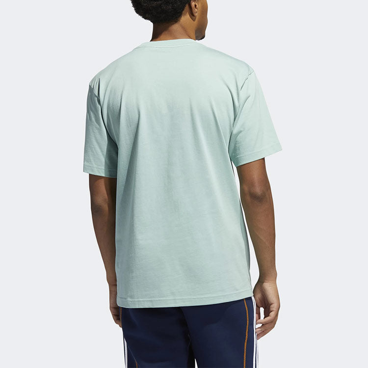 adidas originals Surreal Summer Sports Printing Knit Breathable Round Neck Short Sleeve Gray Green GN3903