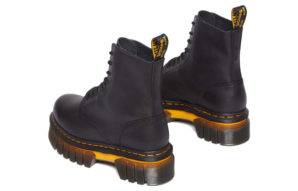 (WMNS) Dr. Martens Audrick Contrast Sole Leather Platform Ankle Boots 'Black' 30671001
