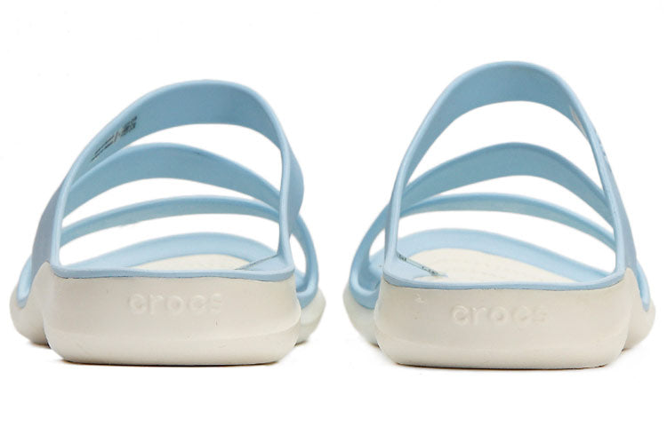 (WMNS) Crocs Flat Heel Sports Slippers Blue 203998-4JQ