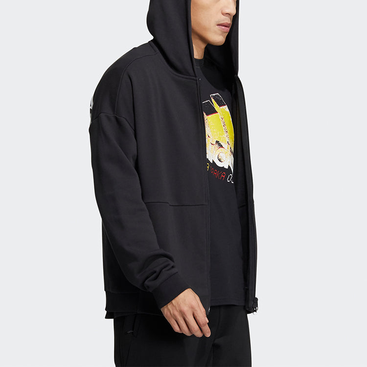 Men's adidas Sports Hooded Zipper Jacket Black HD0079
