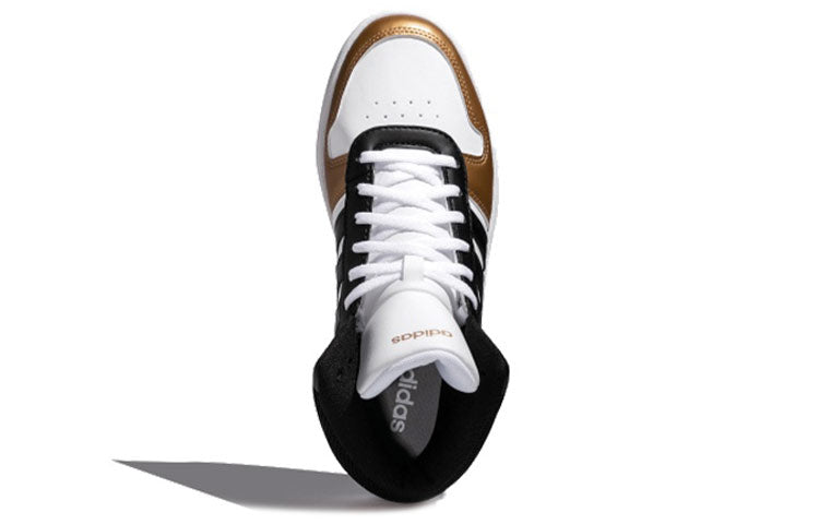 (WMNS) adidas Hoops 2.0 Mid 'Black White Gold' FW6158