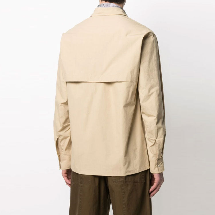 Men's KENZO SS21 Small Tiger Head Pocket Military Long Sleeves Shirt Beige FB55CH5039SA-11