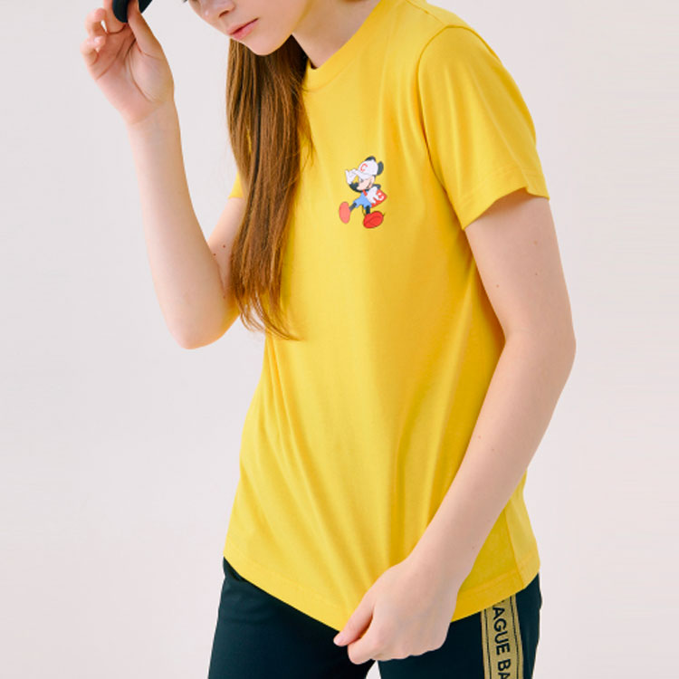 MLB  Disney Mickey Crossover Cleveland Guardians Basic Printing Short Sleeve Unisex Yellow 31TSK2031-45Y
