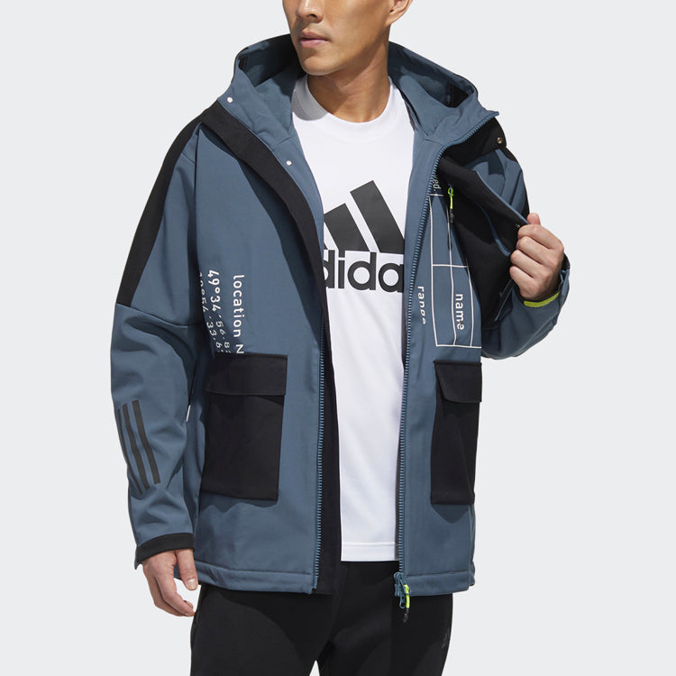 adidas M Tech Outr JKT Zipper Cardigan Casual Sports Hooded Jacket Blue FU6573