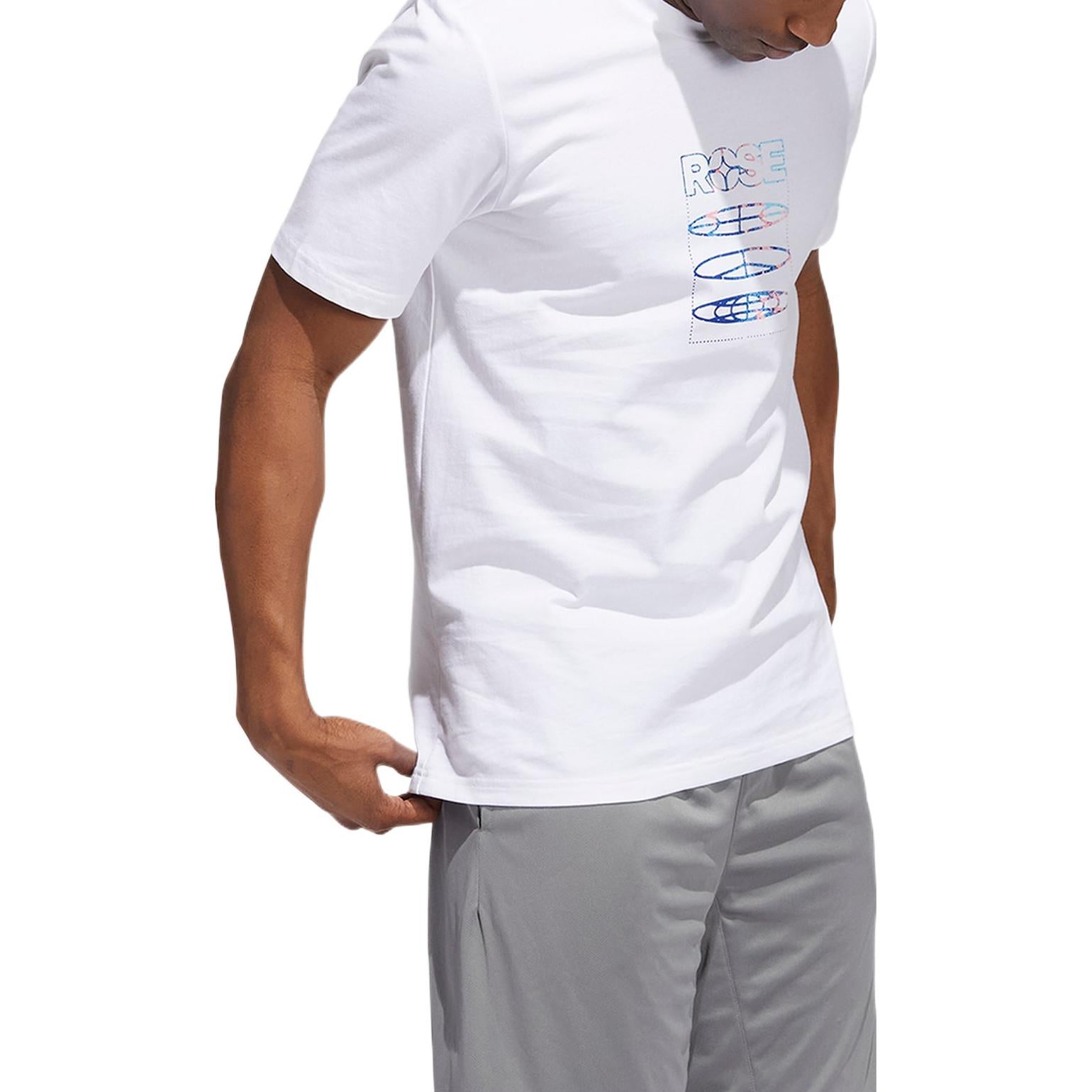 Men's adidas Rose Tee Back Logo Printing Round Neck Pullover Short Sleeve White T-Shirt HH8944