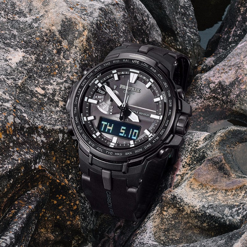 CASIO Waterproof Sports Shockproof Solar Powered Quartz Mens Black Analog PRW-6100Y-1BPRD