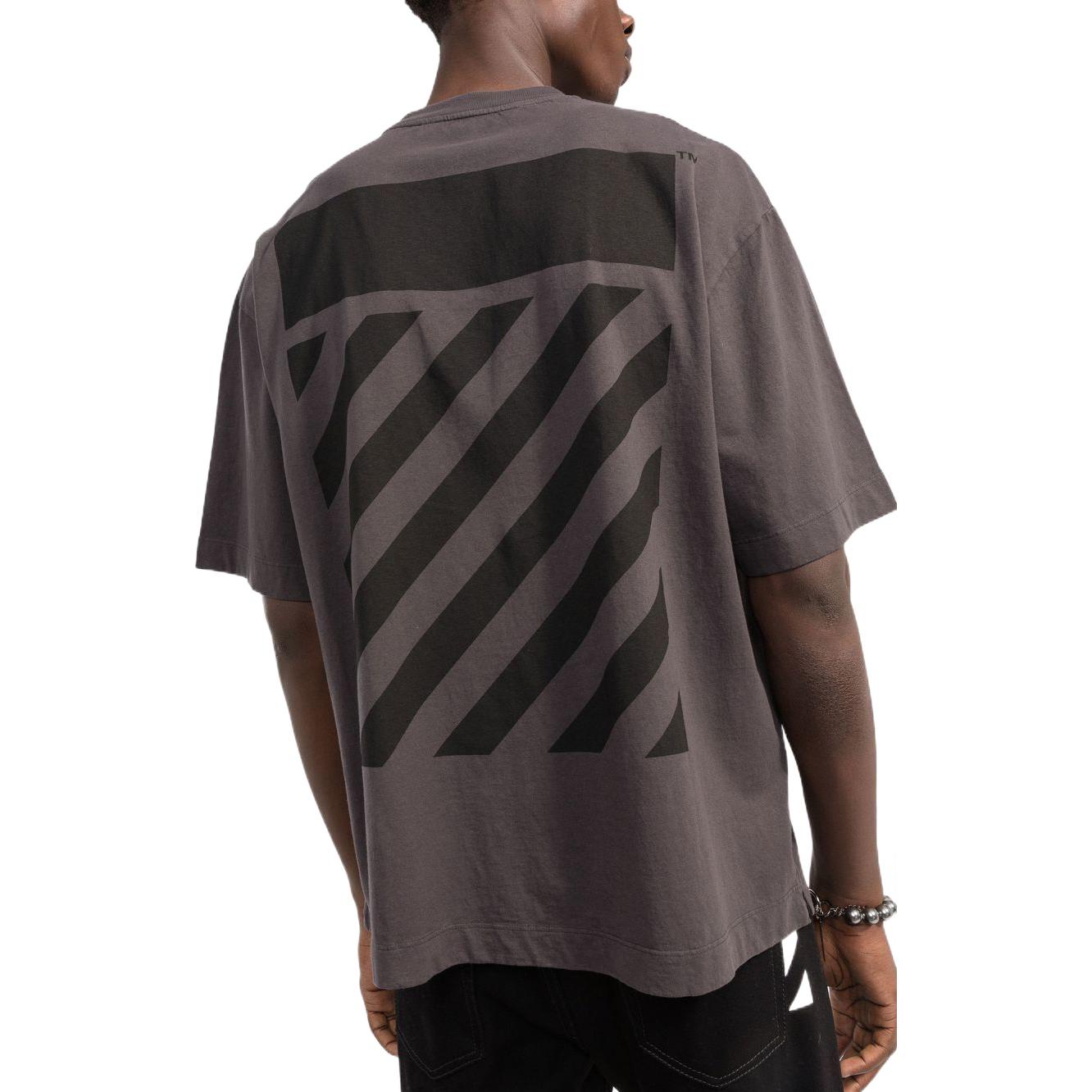 Men's Off-White SS22 Back Classic Logo Printing Round Neck Short Sleeve Ordinary Version Brown T-Shirt OMAA120C99JER0041010