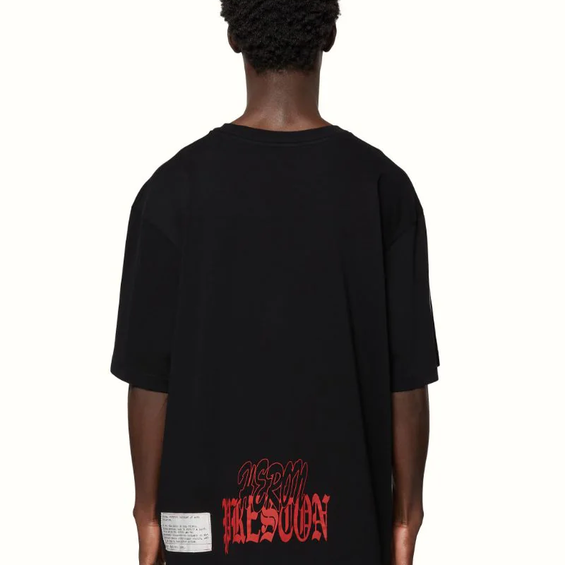 HERON PRESTON Reg Flaming Skull Short-Sleeve Tee 'Black White' HMAA025S22JER0031001