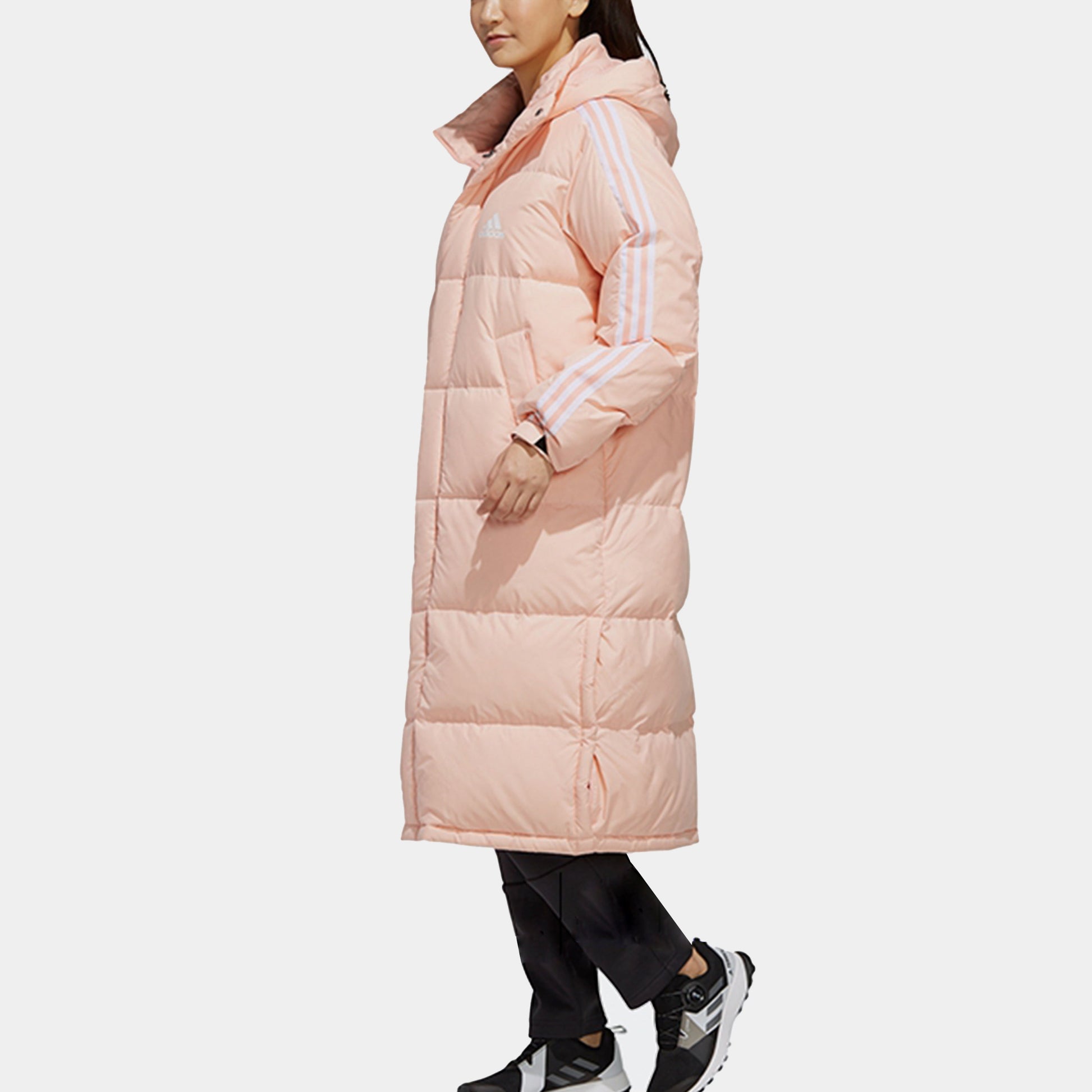 adidas Unisex 3st Long Parka Hooded Down Jacket Pink FQ2087