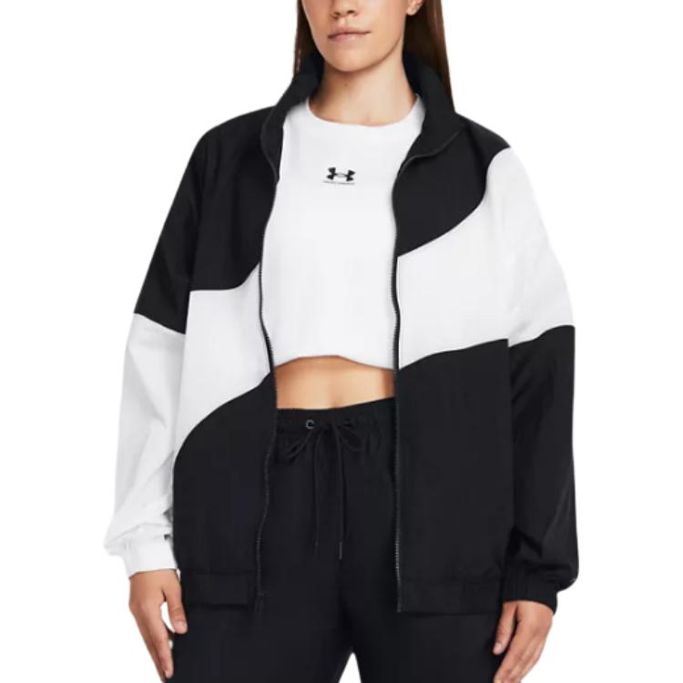 (WMNS) Under Armour Legacy Crinkle Jacket 'Black White' 1382762-001