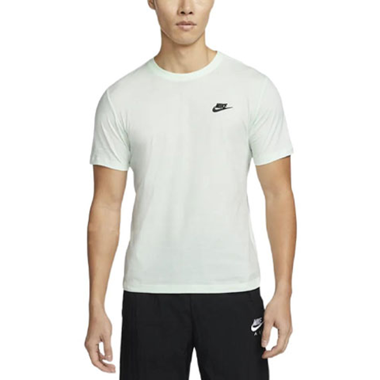 Men's Nike Embroidered Logo Micro Mark Solid Color Short Sleeve Green T-Shirt AR4999-394