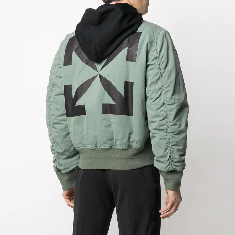 Off-White Men's SS21 Logo Jacket Green OMEH028R21FAB0015910