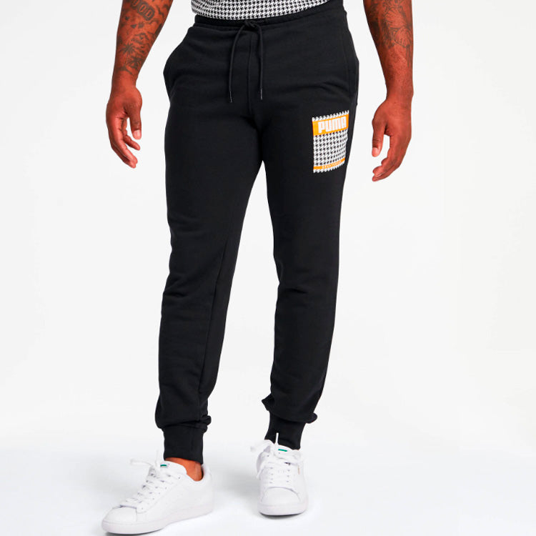 PUMA Trend Sweatpants 'Black White Yellow' 596873-01