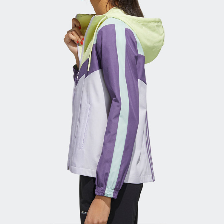 (WMNS) adidas neo Colorblock Adjustable Sports Jacket Yellow Purple FN6505