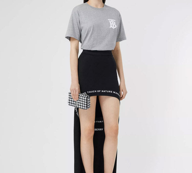 Burberry Monogram Motif Logo Pattern Printing Short Sleeve Gray 80313101