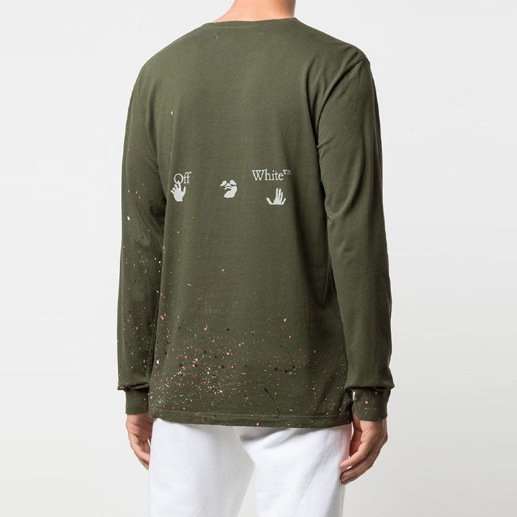 Off-White SS21 Printing Long Sleeves Green OMAB001S21JER0025701