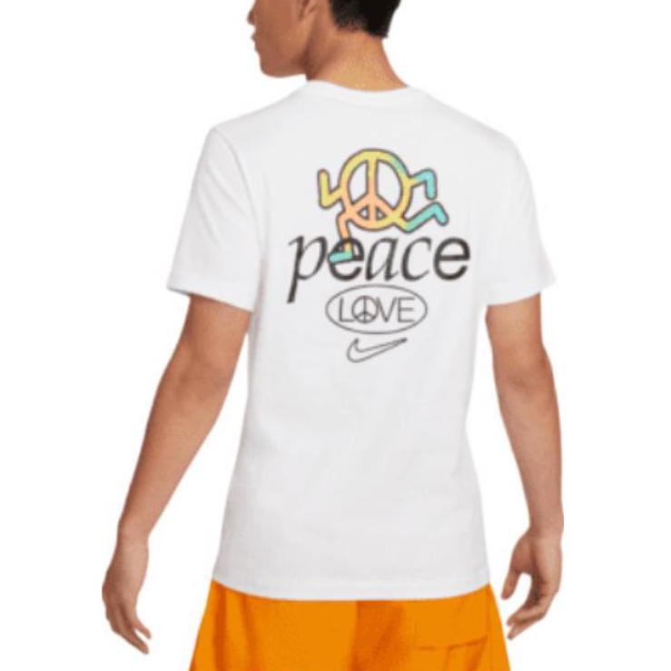 Nike Sportswear Back Alphabet Geometry Printing Sports Round Neck Short Sleeve White DQ1079-100