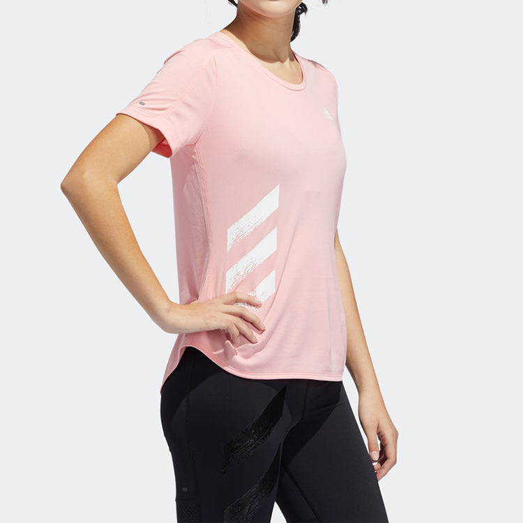 (WMNS) adidas Reflective Printing Running Sports Short Sleeve Pink FR8383