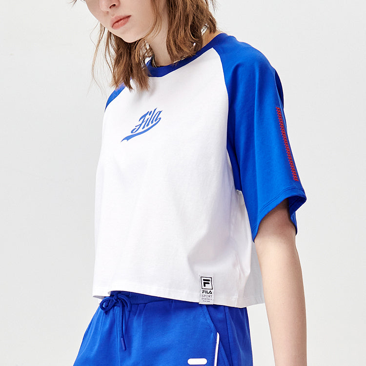 FILA FUSION Colorblock Round Neck Short Sleeve White T11W122111A-WT