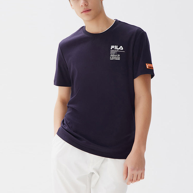 FILA Alphabet Printing Round Neck Short Sleeve Blue F11M128117F-NV