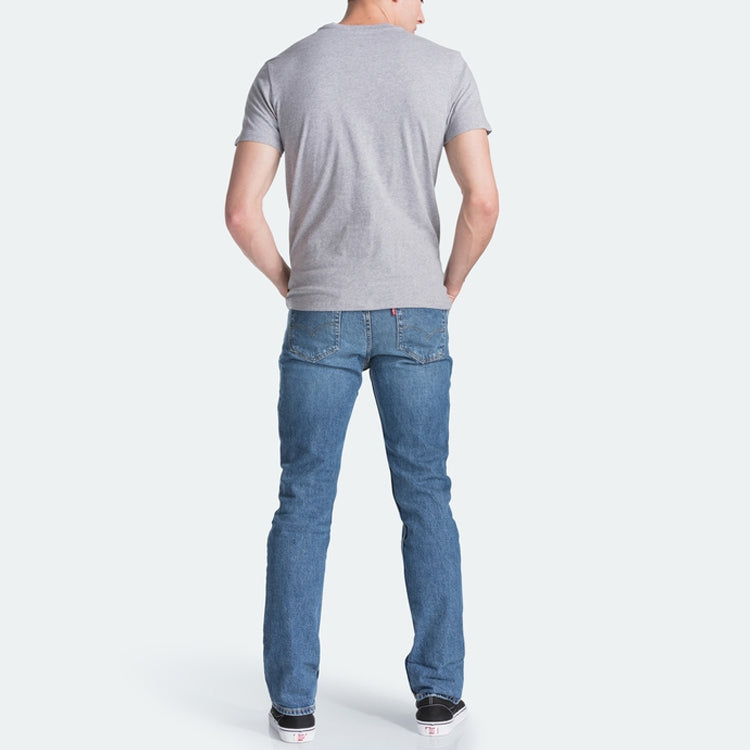 Men's Levis American Retro Sports Series Alphabet Printing Round Neck Short Sleeve Gray T-Shirt 39636-0002