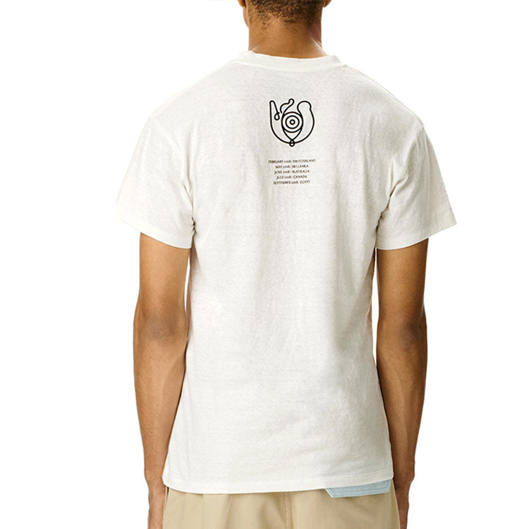 Men's LOEWE White Snow Mountain Printing Short Sleeve White H6299983PC-2100