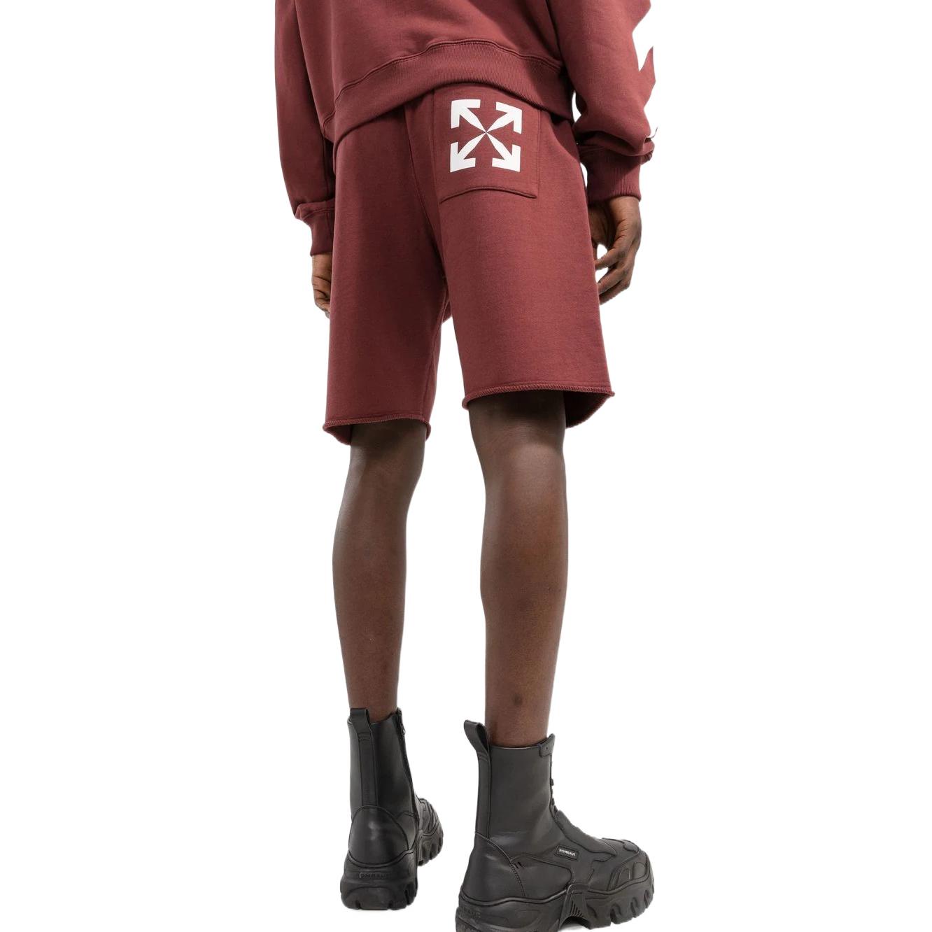 Men's Off-White FW22 Solid Color Logo Printing Sports Shorts Ordinary Version Red OMCI012F22FLE0022801