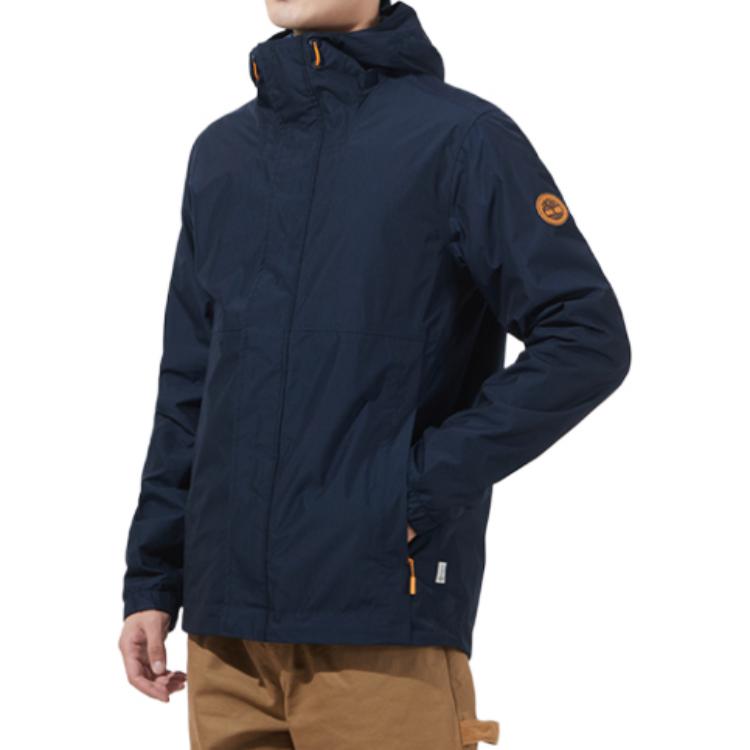Men's Timberland Outdoor Casual Hooded Jacket Navy Blue A2EYF-433