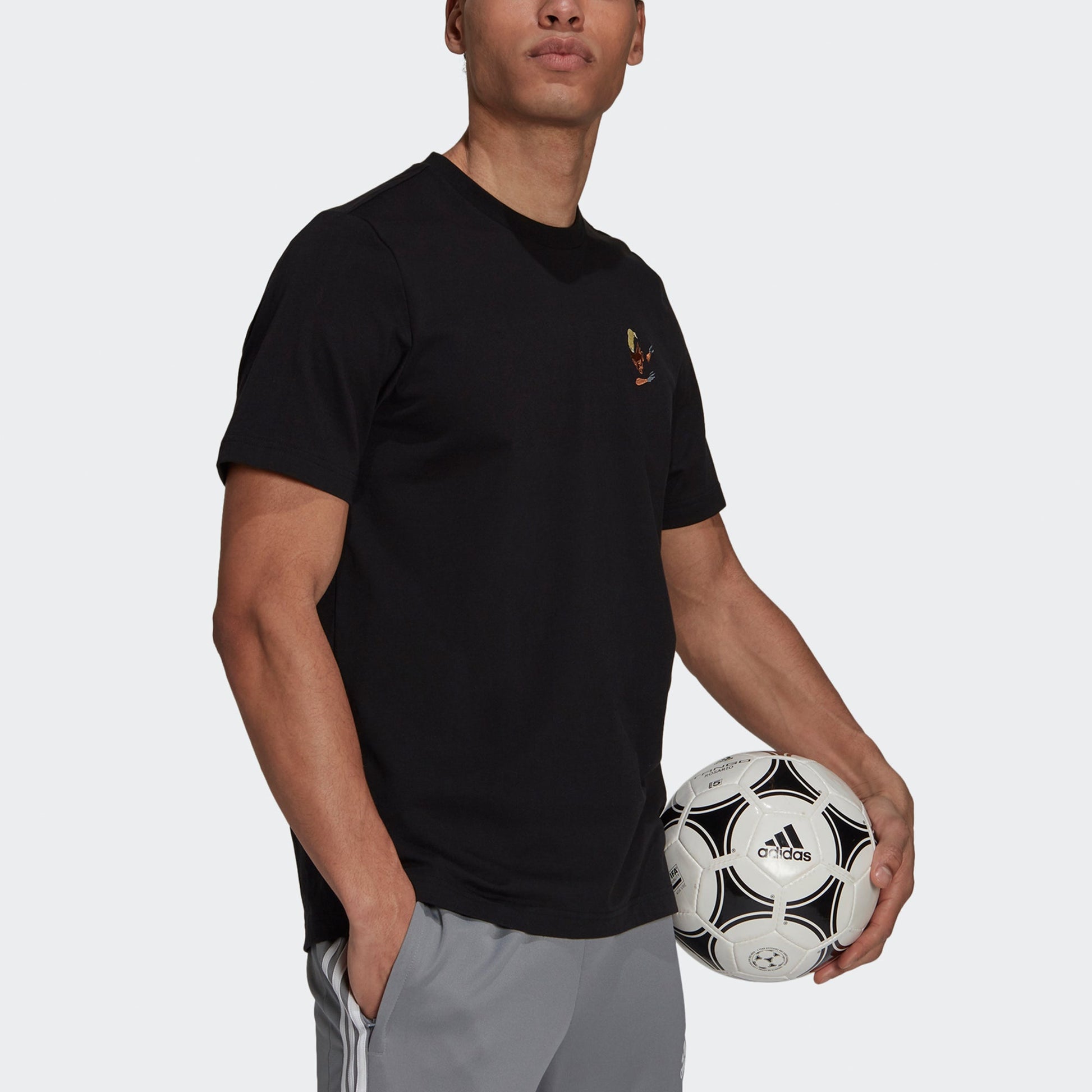 adidas Pogba Icon Emb Soccer/Football Sports Round Neck Short Sleeve Black HA5462