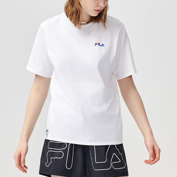 (WMNS) Fila Printing Round Neck Loose Short Sleeve White T11W122109F-WT