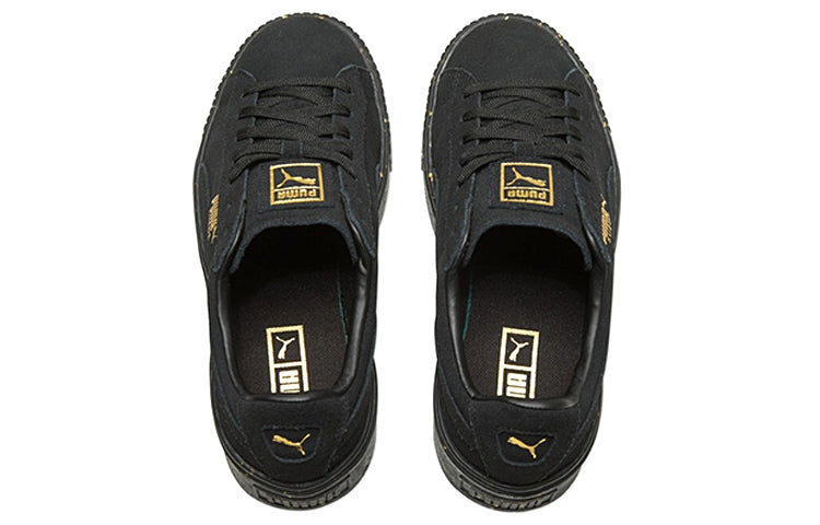 (WMNS) PUMA Suede Platform Black/Gold Board Shoes 365621-01