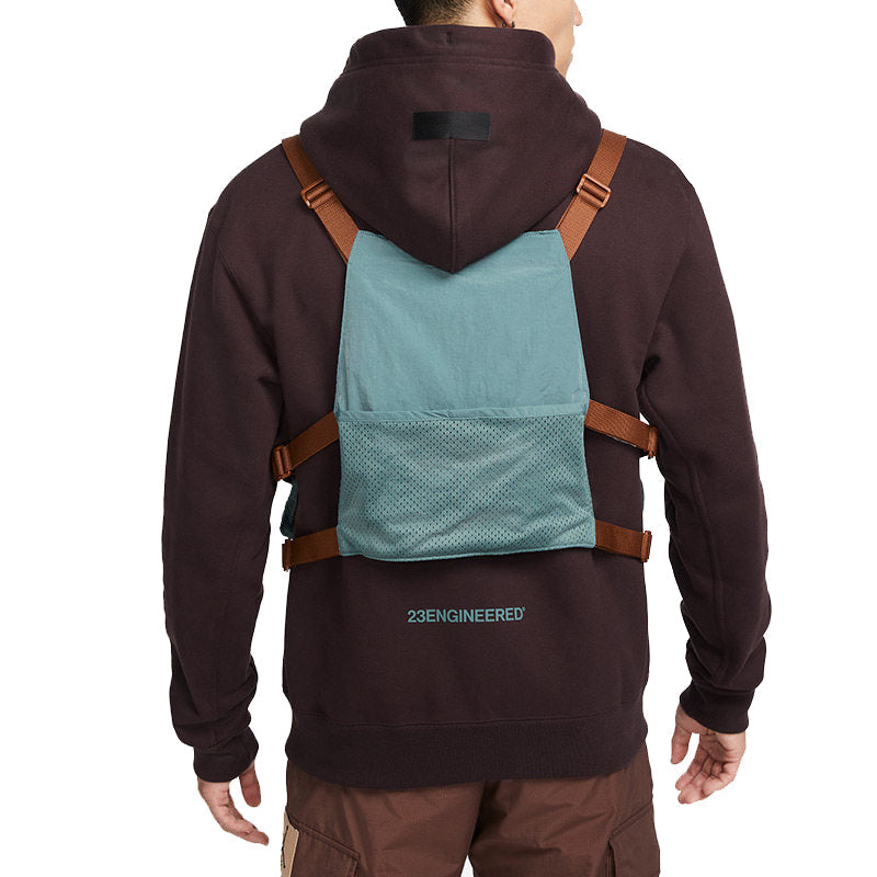 Men's Air Jordan Multiple Pockets Solid Color Logo Detachable Fleece Lined Hooded Jacket Coffee DC9582-203