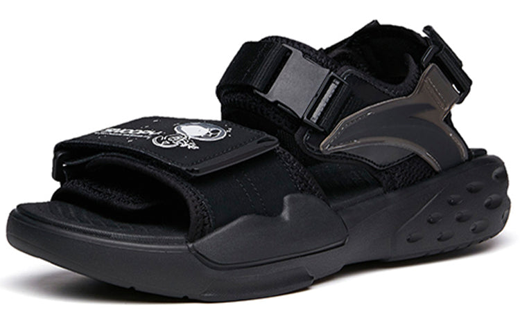 ANTA x Snoopy BaDao Sandals 'Black' 912126963-1
