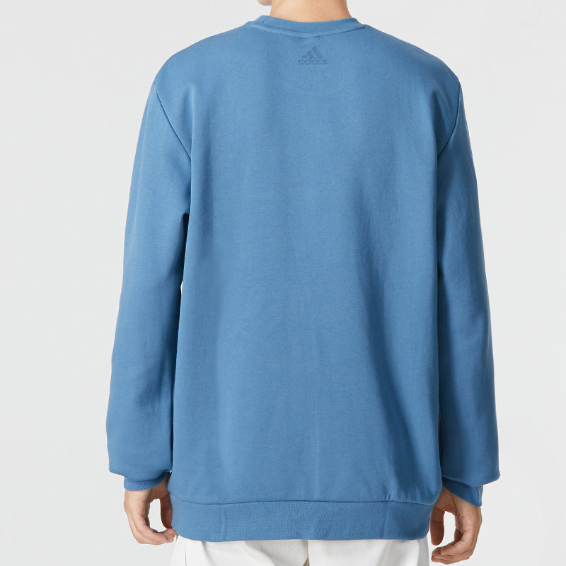 Men's adidas Mh Crew Swt Athleisure Casual Sports Logo Round Neck Autumn Sky Blue HM2963