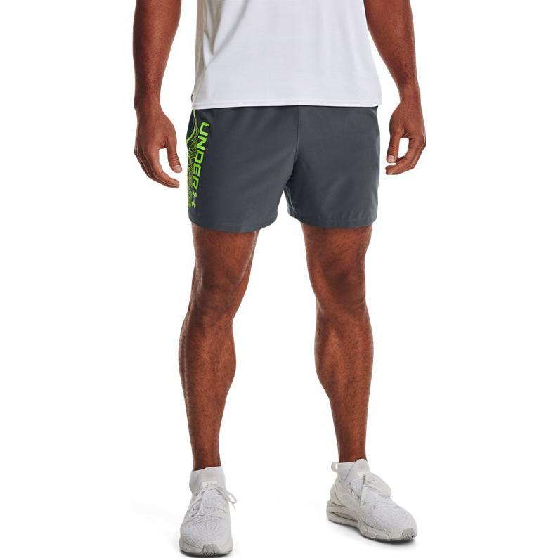 Under Armour Qualifier Wordmark Shorts 'Pitch Grey Lime' 1365210-012