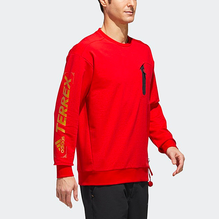 adidas Cny Crew Sweat Outdoor Sports Pullover Red FN0793