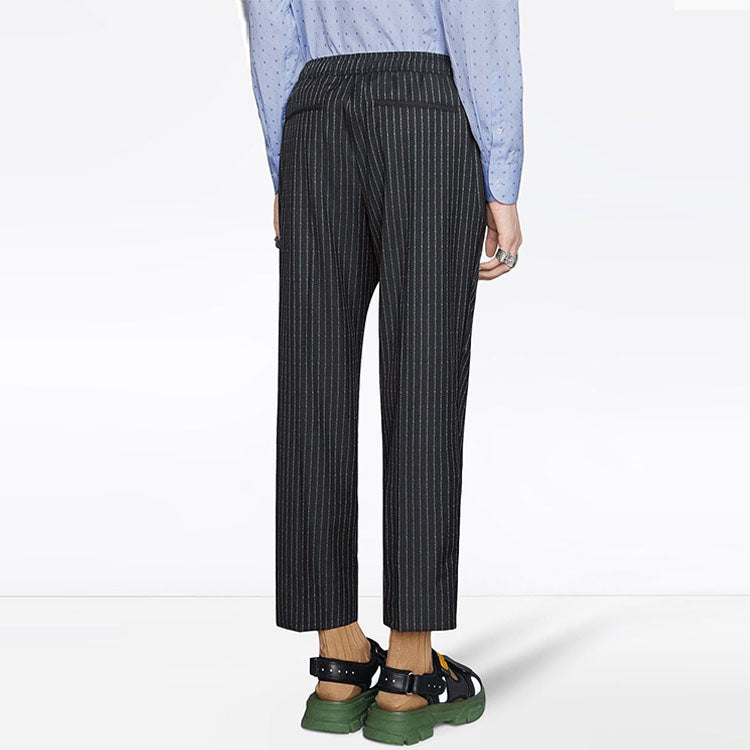 Men's Gucci Logo Stripe Loose Casual Pants/Trousers Black 552576-ZAAAM-1180