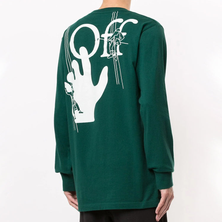 Off-White FW20 Graffiti Logo Printing Long Sleeve Men Green OMAB001E20JER0025701