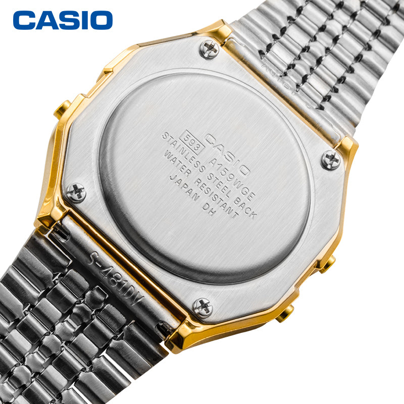 CASIO Waterproof Quartz Unisex Mens Gold Digital A159WGED-1