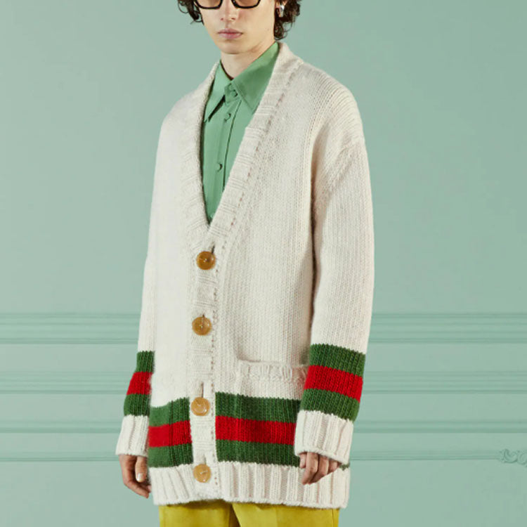 Gucci Wool Cardigan With Web 'Beige' 706735-XKCJ4-9146