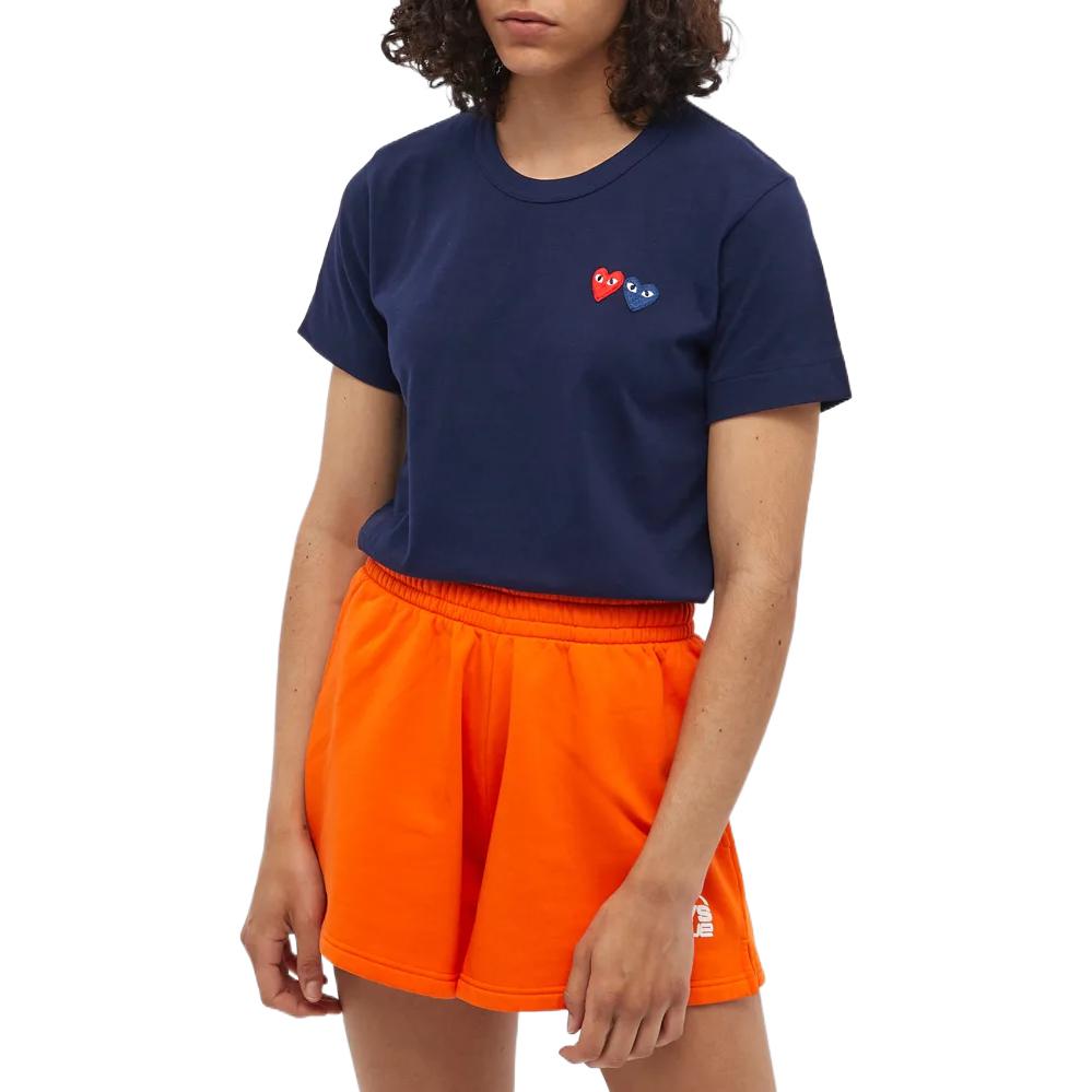 (WMNS) COMME des GARCONS PLAY Basic T-Shirt Two Emblems 'Navy' P1-T225-051-2