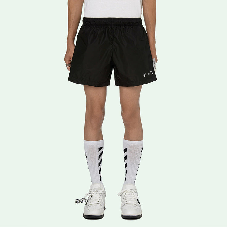 Men's Off-White SS21 Logo Shorts Black OMFA003R21FAB0011001