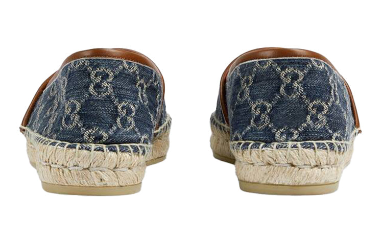(WMNS) Gucci Denim Series Breathable Wear-Resistant Double g Jacquard Flat Shoes Blue 580877-2KQ50-4462
