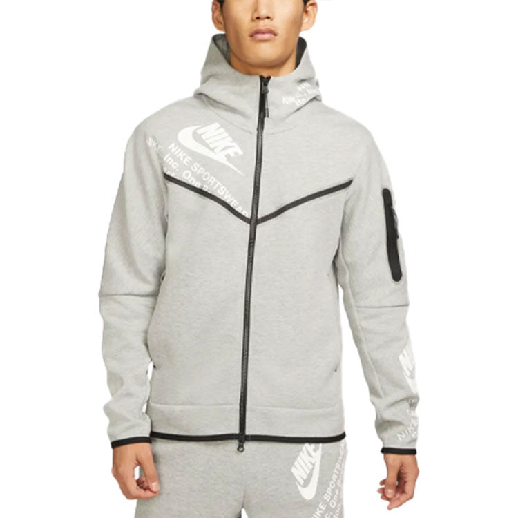 Men's Nike Printing Full-Length Zipper Cardigan Jacket Grey DM6475-063