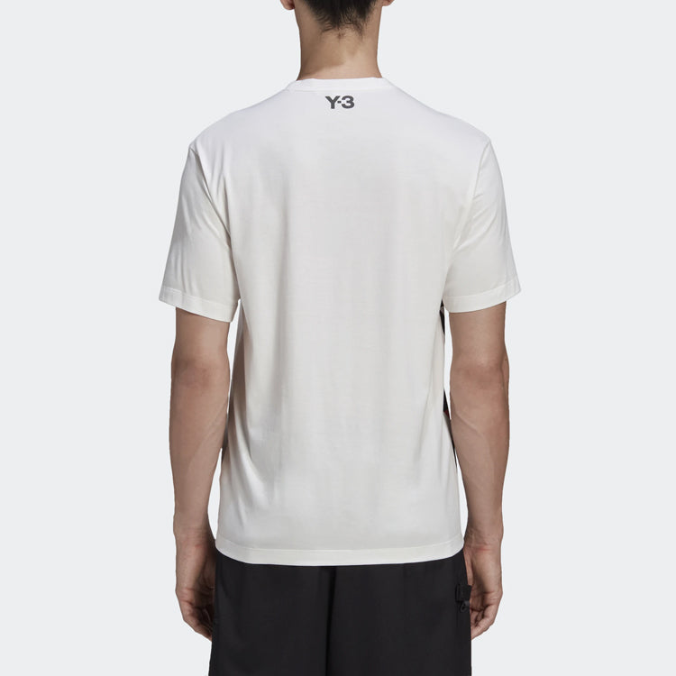 Men's Y-3 Printing Casual Round Neck Short Sleeve White T-Shirt GK4389