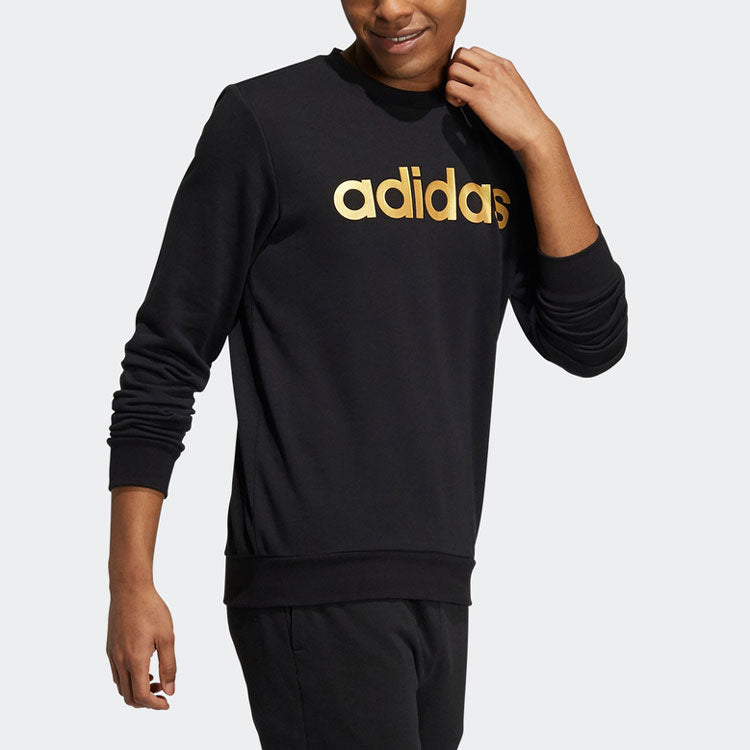Men's adidas neo Ce Brnded Swt Logo Printing Sports Round Neck Pullover Black HD4691