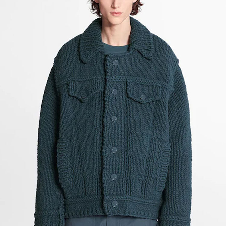 LOUIS VUITTON LV Button-Up Knitted Jacket For Men Navy 1A7QPG