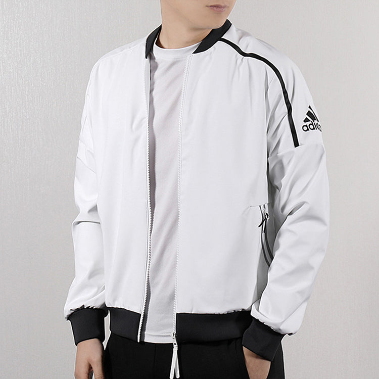 adidas Athleisure Casual Sports Stand Collar baseball uniform Jacket White DW5720
